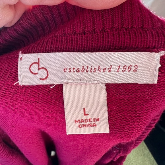 cb Maroon Button Half Turtleneck Sweater Womens Sz L Fitted Lightweight Sweater - Picture 3 of 6